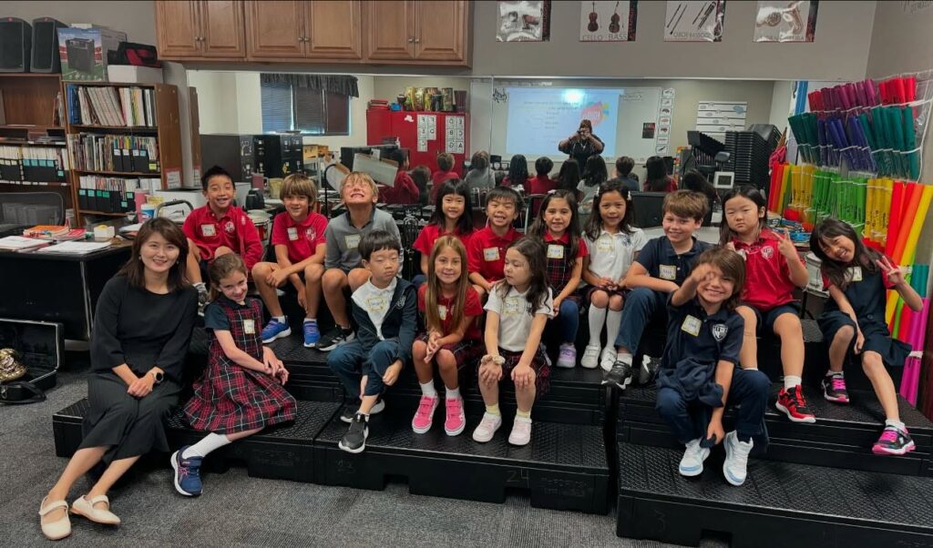 Students of different ages interacting on the Campbell Christian Schools campus