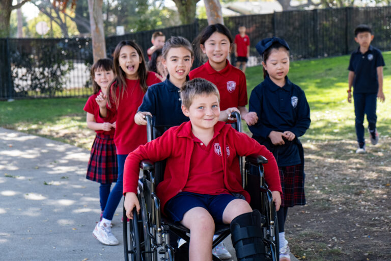 Elementary students learning and playing together at Campbell Christian Schools