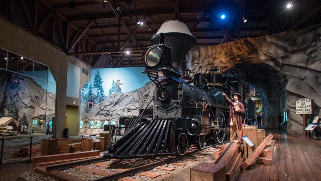 Campbell Christian Schools students exploring historic trains and exhibits at the California State Railroad Museum in Sacramento.