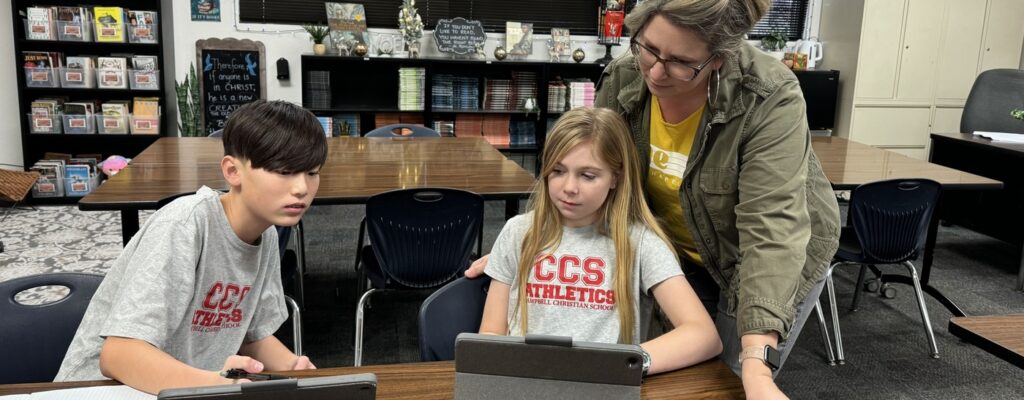 Parent accessing resources at Campbell Christian Schools