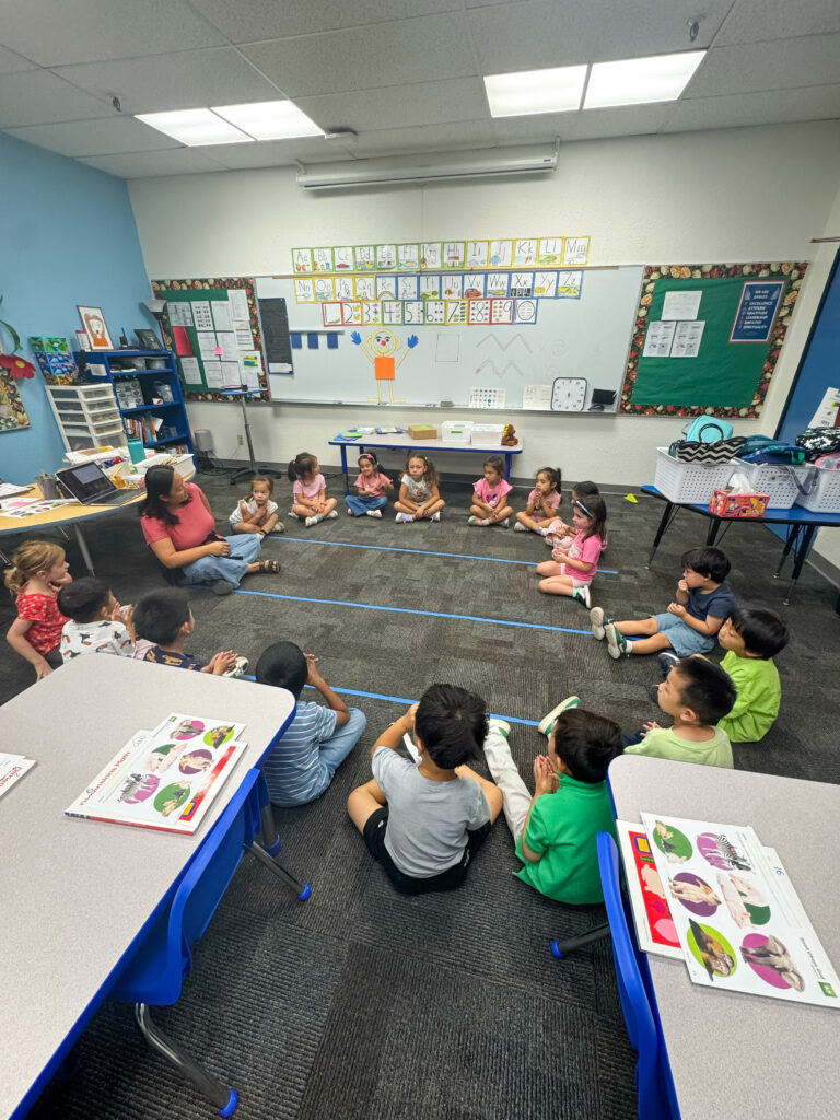 Campbell Christian Schools Transitional Kindergarten (TK) classroom with young students engaged in learning activities at Campbell Church of Christ.